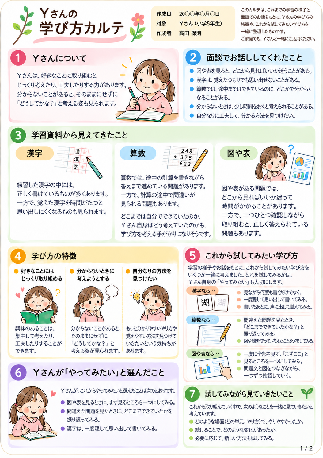 学び方カルテの見本